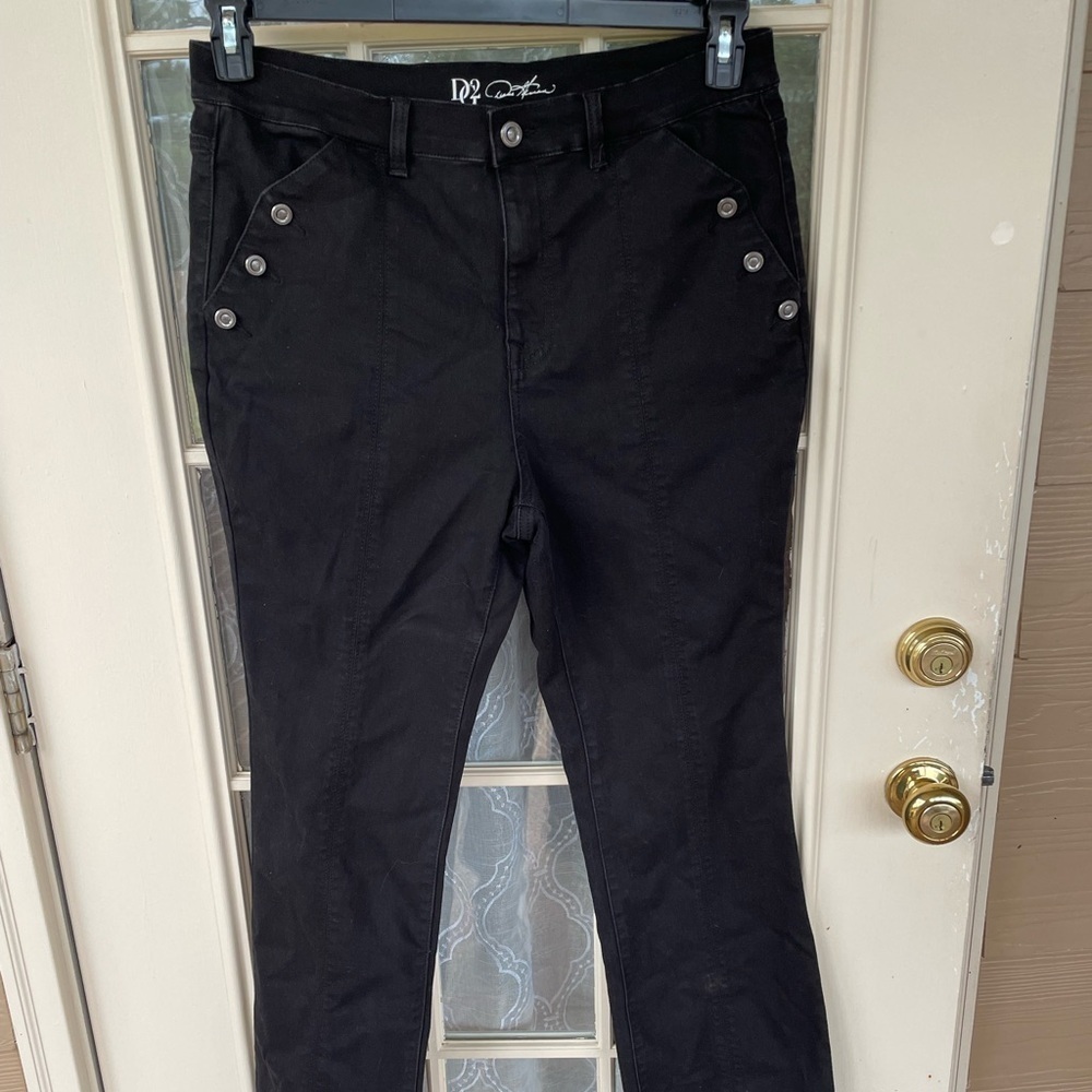 DG2 by Diane Gilman Black Pants with Silver Button Accents